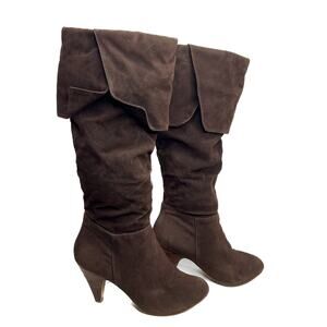 Brown Suede Knee-High Boots